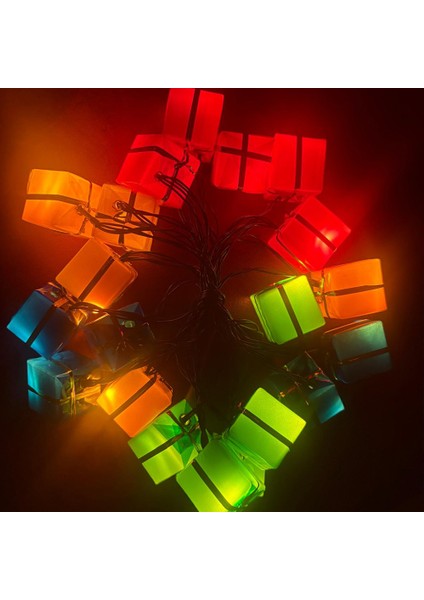 4 Metre 20 LED Pilli 2 Kademeli Hediye Kutusu Yılbaşı Ağacı Süsü LED Işık Mz-2