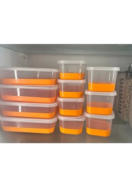 Silikon Bas-Çıkar Tabanlı 12’li Saklama Kabı Seti | Sızdırmaz, Buzdolabı & Derin Dondurucu Düzenleyici