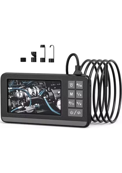 Ekranlı Çift Kameralı 5 mt Sert Kablo Endoskop Kamera 8 mm 4.3 Inc Hafıza Kart Destekli