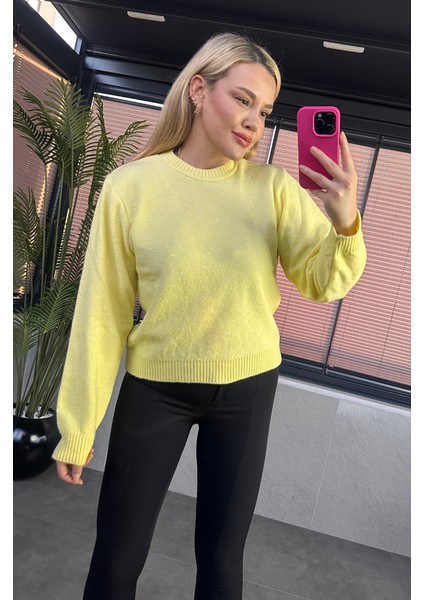 Sarı Simli Yumoş Kazak indirimleri