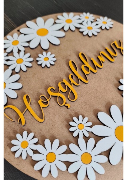 Dekoratif Haşgeldiniz Papatya Motifli Desenli Kapı ve Duvar Süsü modelleri