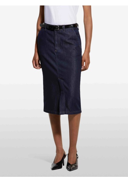 Pamuk ve Liyosel Karışımlı Yüksek Bel Midi Denim Etek Kadın Açık Mavi Etek - 325A447ZL002U modelleri