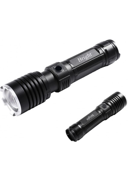 GHT-5761 XP90 LED 3 Mod Zoomlu Yağmur Suyu Geçirmez Şarjlı El Feneri