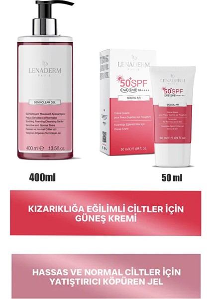 Lenaderm Sensiclear Gel 400 Ml+Lenaderm Soleil Ar Güneş Kremi 50 ml