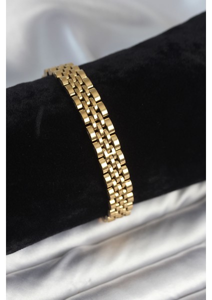 Erb 316L Çelik 9 mm Kalınlıkta Gold Renkli Erkek Bileklik