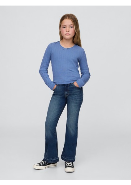 Kız Çocuk Koyu Mavi High Rise '70s Flare Jean Pantolon fiyatları