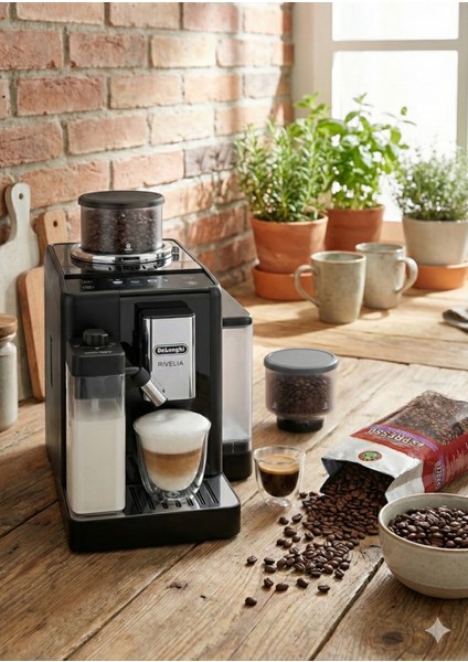 Rivelia Tam Otomatik Kahve Makinesi 16 Farklı Içecek - Bean Switch - 3.5"" Renkli Ekran - Siyah - 2kg Kahve EXAM440