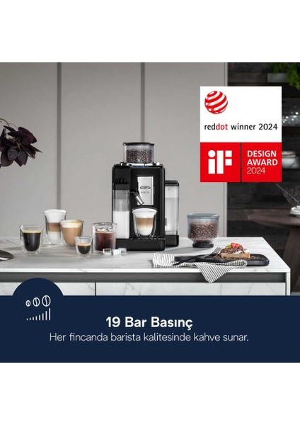Rivelia Tam Otomatik Kahve Makinesi 16 Farklı Içecek - Bean Switch - 3.5"" Renkli Ekran - Siyah - 2kg Kahve EXAM440 fiyatları