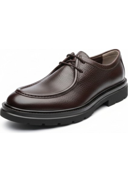 GR0445 Hakiki Floter Deri Yanık Kahve Italyan Tasarım Eva Taban Koku Yapmaz Spor Klasik Ayakkabı