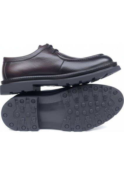 GR0445 Hakiki Floter Deri Yanık Kahve Italyan Tasarım Eva Taban Koku Yapmaz Spor Klasik Ayakkabı