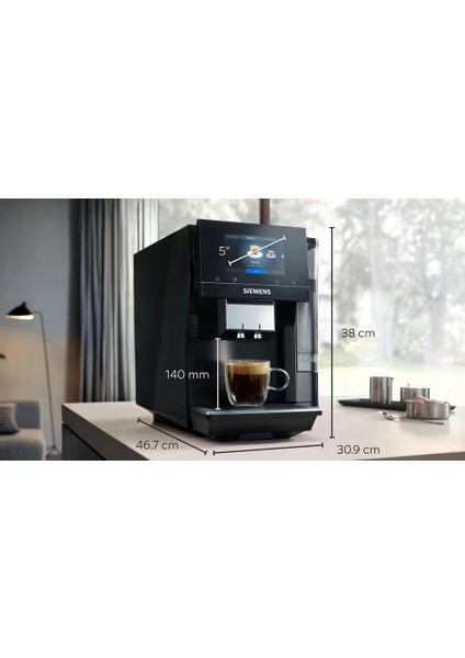 Telefondan Kontrol Özelikli EQ700 Classic Premium Tam Otomatik Kahve Makinesi -19 Bar- Iselect Ekran Siemens Coffeeworld - TP713R19 +2kg Kahve