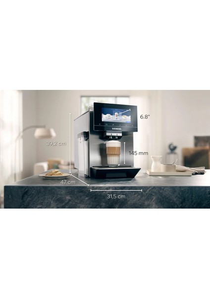 Wi-Fi Bağlantılı 10 Farklı Kullanıcı Tanımlı Premium EQ900 Tam Otomatik Kahve Makinesi - Home Connect - Baristamode - Paslanmaz Çelik +2kg Kahve TQ905R03