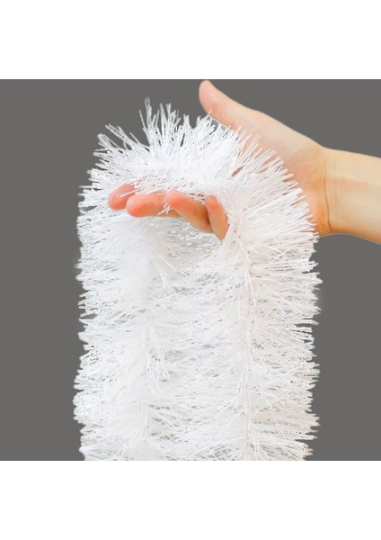 Yılbaşı Ağacı Süsleme 180 cm Kalın Sim Süsü Beyaz Noel Süsleme Garland Yılbaşı Süsü 5cm