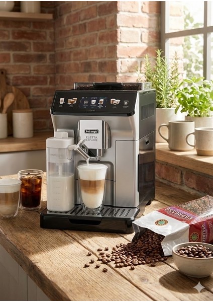 50’den Fazla Sıcak, Soğuk Kahve Eletta Explore Tam Otomatik Kahve Makinesi - Cold Brew - To Go Özelliği - Gümüş - 2kg Kahve ECAM450