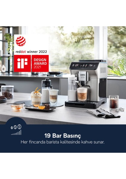 50’den Fazla Sıcak, Soğuk Kahve Eletta Explore Tam Otomatik Kahve Makinesi - Cold Brew - To Go Özelliği - Gümüş - 2kg Kahve ECAM450 fiyatları