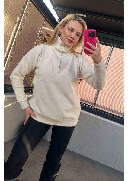 Ekru Fermuarlı Sakallı Kazak fiyatları