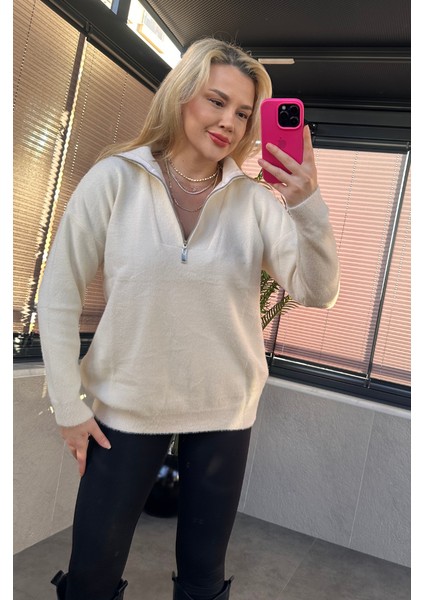 Ekru Fermuarlı Sakallı Kazak fırsatları