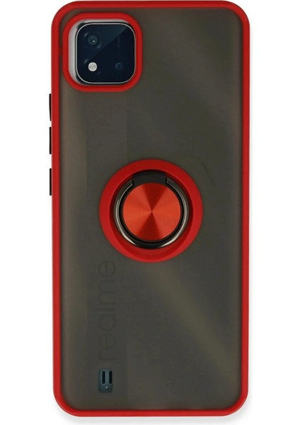 Realme C11 2021 Kılıf Montreal Yüzüklü Silikon Kapak - Kırmızı