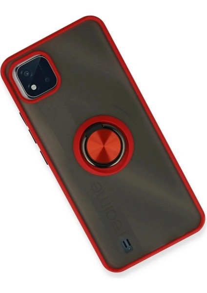 Realme C11 2021 Kılıf Montreal Yüzüklü Silikon Kapak - Kırmızı fiyatları