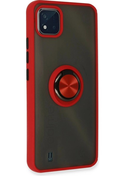 Realme C11 2021 Kılıf Montreal Yüzüklü Silikon Kapak - Kırmızı modelleri