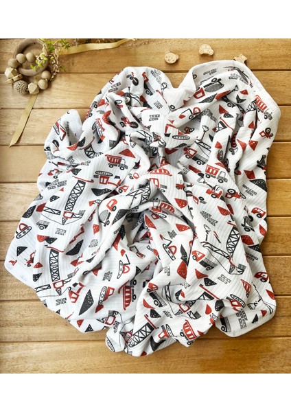 Naturel Inşaat Araçları Pamuklu 80X90 cm Çift Kat Penye Bebek Battaniye modelleri