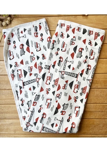 Naturel Inşaat Araçları Pamuklu 80X90 cm Çift Kat Penye Bebek Battaniye fırsatları