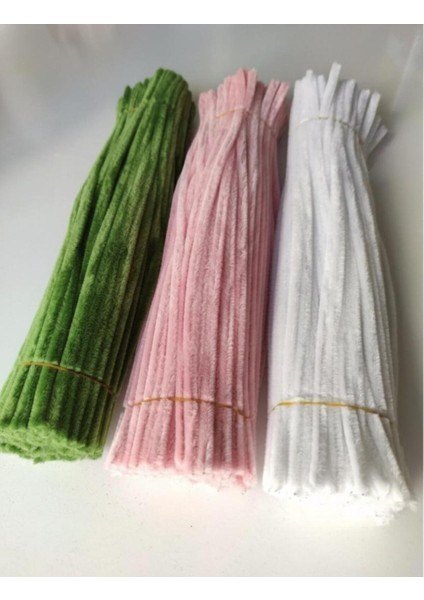 3'lü Set Pastel Pembe (50) , Beyaz (25) , Ordu Yeşili (25) Şönil , Çiçek Yapımına Uygun Tüylü Tel fiyatları