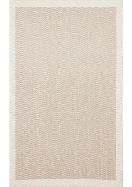 Samos 02 Beıge Kaymaz Tabanlı Makine De Yıkanabilir, Silinebilir Mutfak Halısı Sisal Kilim