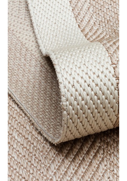 Samos 02 Beıge Kaymaz Tabanlı Makine De Yıkanabilir, Silinebilir Mutfak Halısı Sisal Kilim