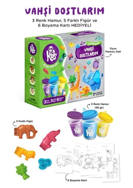 Vahşi Dostlarım Oyun Hamuru Seti (14 Parça - 344 Gr)