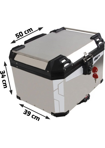 Gp Kompozit Üniversal 45 Lt. Alüminyum Motosiklet Çantası Gri modelleri