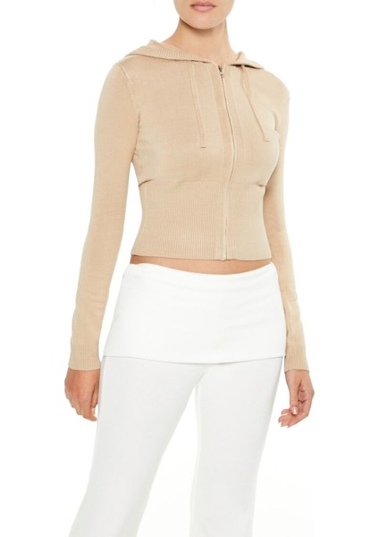 Kapüşonlu Fermuarlı Hırka