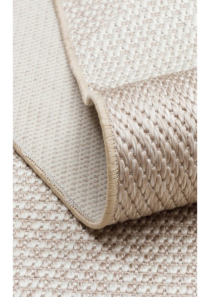 Samos 03 Beıge Kaymaz Tabanlı Makine De Yıkanabilir, Silinebilir Mutfak Halısı Sisal Kilim