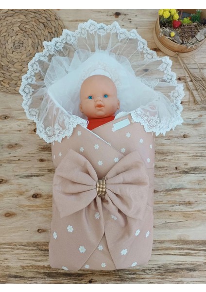 Yenidoğan Papatya Desenli Trilüks Unisex Kundak Bebek Battaniyesi Kahverengi fiyatları