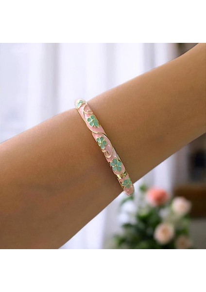 Pembe Çiçek Turuncu Mineli Çelik Bilezik fiyatları