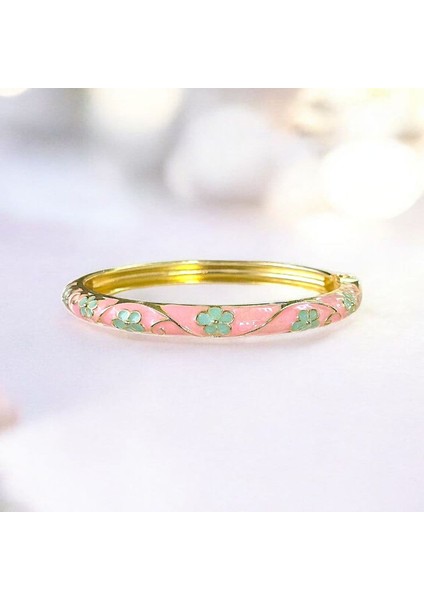 Pembe Çiçek Turuncu Mineli Çelik Bilezik modelleri