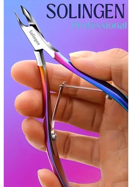 Ocean Solingen Rainbow Et Pensi Paslanmaz Çelik Tırnak Eti Düzeltici Manikür Makası Profesyonel Seri