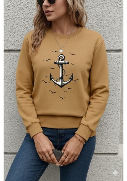 Kadın Uzun Kollu Bisiklet Yaka Desenli Viskon Iki Iplik Bluz