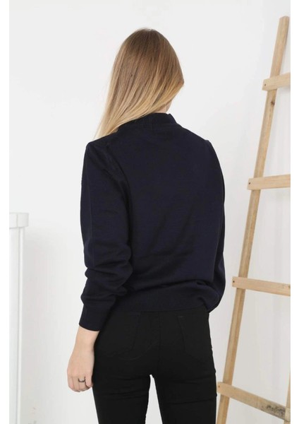 Yarım Boğaz Triko Kazak Yumuşak Dokulu Pamuklu Ince Dokuma, Uzun Kollu Rahat Regular Kalıp - Siyah fiyatları