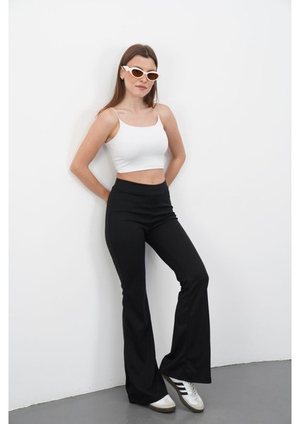 Kadın Yüksek Bel Krep Kumaş Bol Paça Pantolon fiyatları