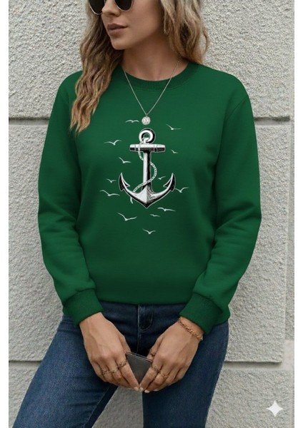 Kadın Uzun Kollu Bisiklet Yaka Desenli Viskon Iki Iplik Bluz