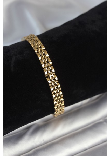 316L Çelik 7 mm Kalınlıkta Gold Renkli Erkek Bileklik