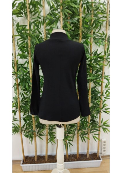 Kadın Uzun Kollu Balıkçı Yaka Şardonlu Kaşkorse Bluz