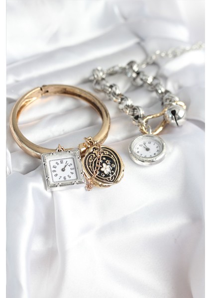Gold ve Gümüş Renk Bileklik Kombini