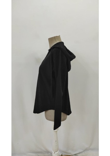 Kadın Uzun Kollu V Yakalı Kapşonlu Waffle Bluz