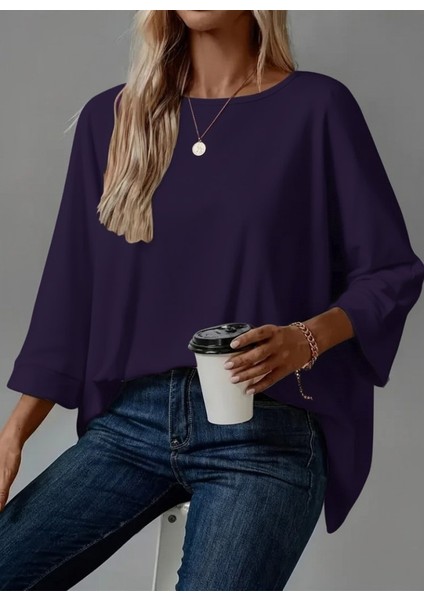 Kadın Truvakar Kollu Bisiklet Yaka Viskon Bluz