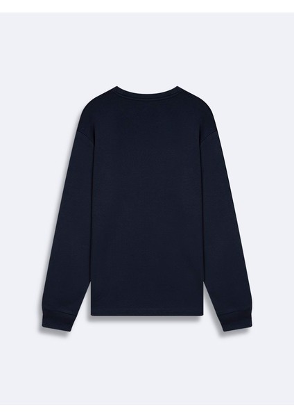 Uzun Kollu Sıfır Yaka Basic Lacivert Sweatshırt fiyatları