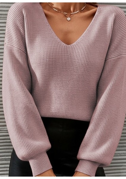 Kadın Uzun Kollu V Yakalı Triko Bluz fiyatları