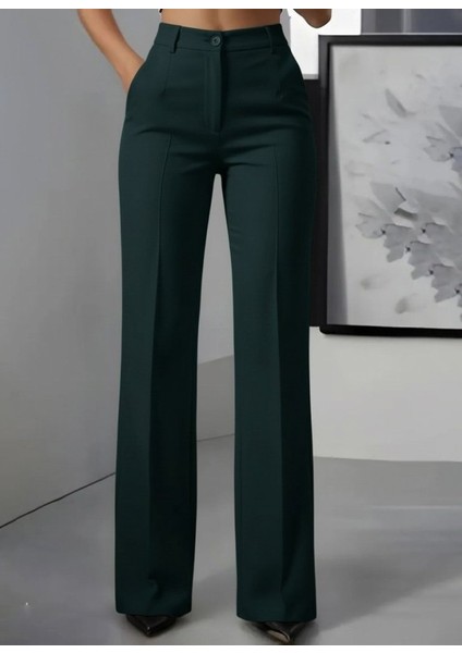 Kadın Yüksek Bel Cepli Ithal Krep Pantolon modelleri