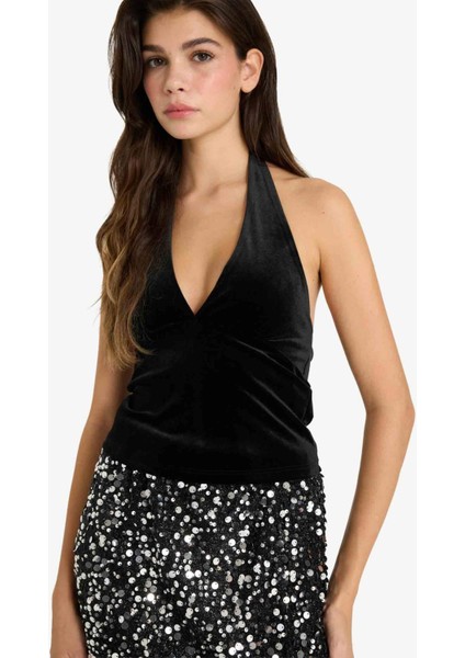 Fitted Halter Yaka Kadife Bluz G5871AX25WN modelleri